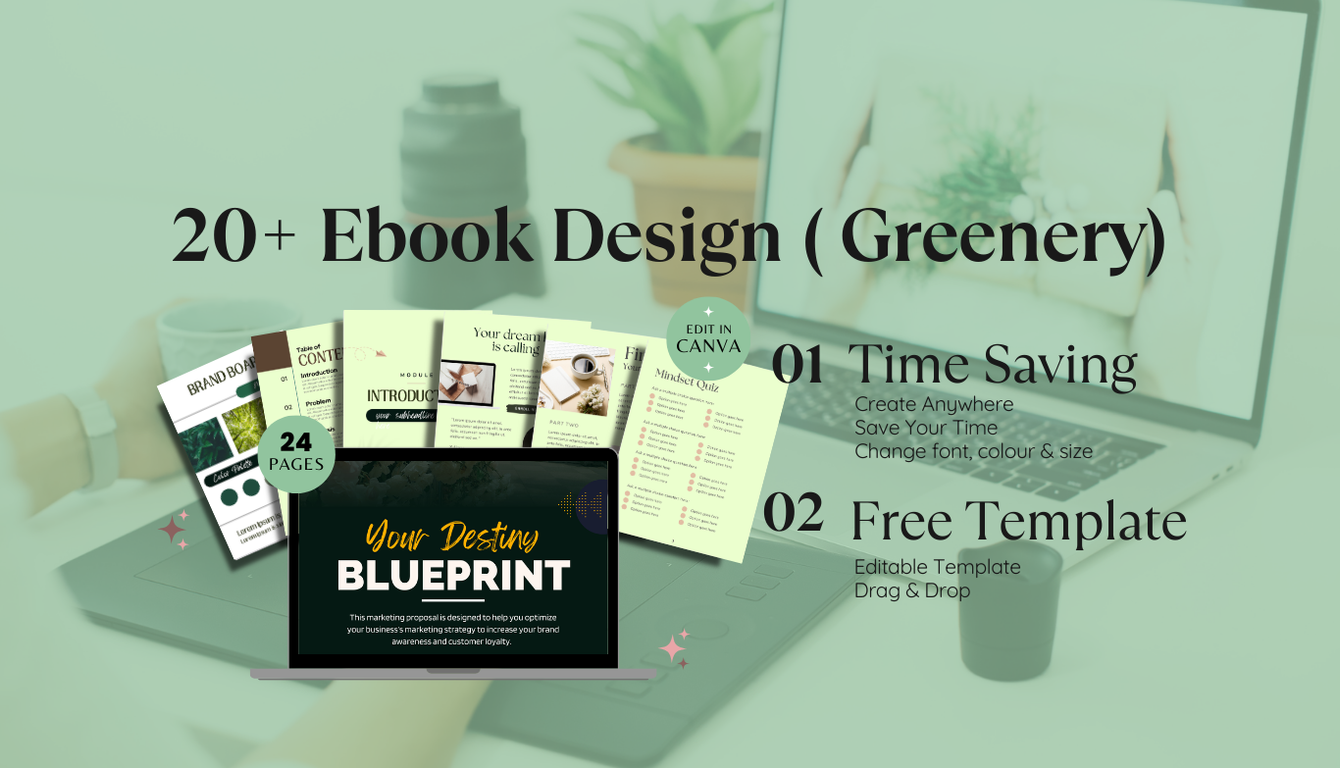 20+ Editable Template Ebook Design Theme Greenery